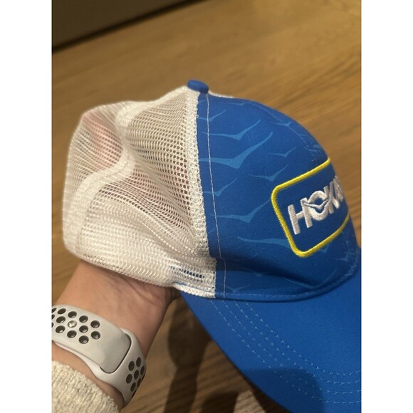 Hoka One One Mesh Trucker Hat Blue/White "Time To Fly" Adjustable Snapback Blue - Picture 5 of 5